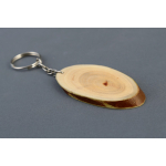 Keychain with a wooden wooden disc